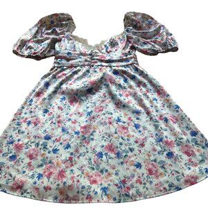 For Love & Lemons Size S NEW Juliet Floral Puff Sleeve Sweetheart Neck Dress